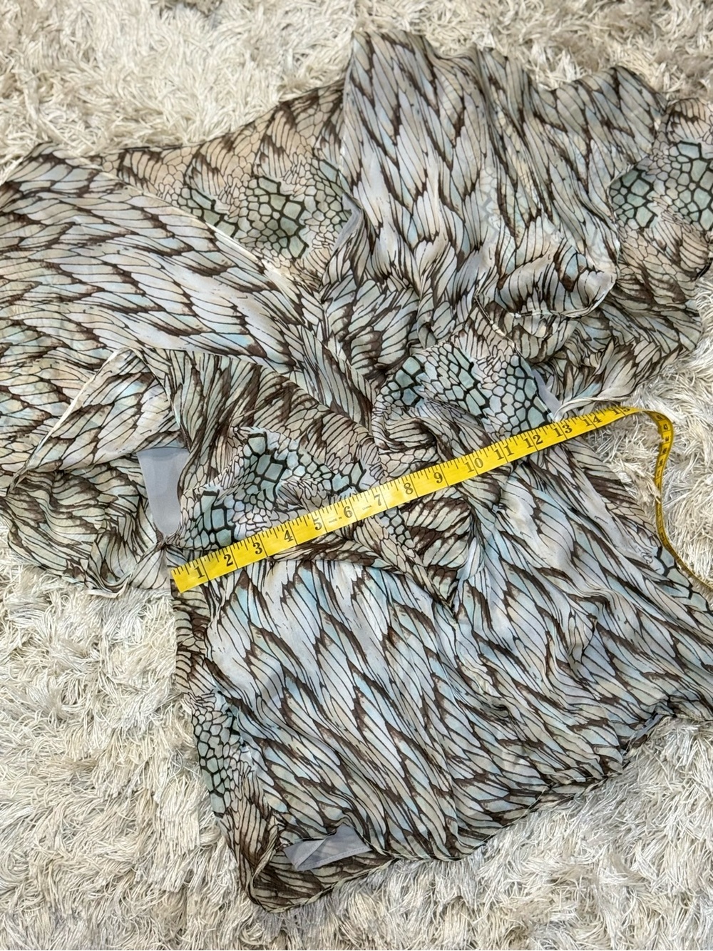 MM Couture 100% Silk Abstract Print Layered Blouse | Resort Luxe Boho Top Medium - Picture 10 of 14